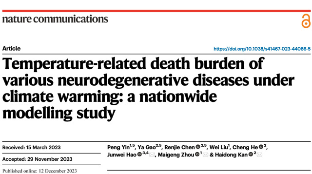 我院阚海东课题组联合研究揭示气候变暖将加剧我国神经退行性疾病死亡负担(图1)